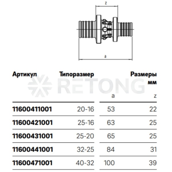 Муфта PE-X PPSU аксиал Дн32х25 перех RAUTITAN PX Rehau 11600441001