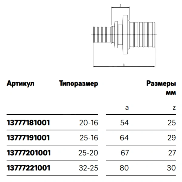 Муфта PE-X бр аксиал Дн20х16 перех PLATINUM RX Rehau 13777181001