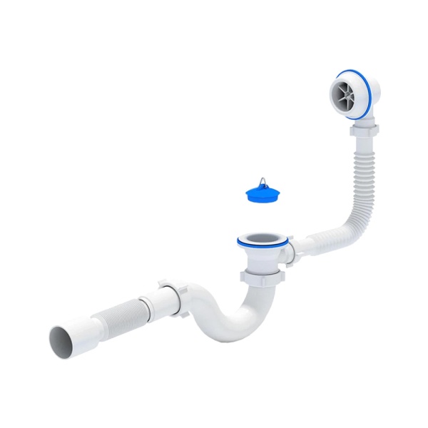 Сифон д/ванны труб проб 1 1/2"x40 гофр 40х50 пласт/сетка Варяг АНИ Пласт C6155