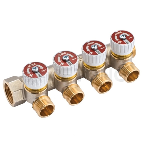 Коллектор лат клап рег 3/4" м/р 4в 1/2" н/р 37мм Icma 87227PC06