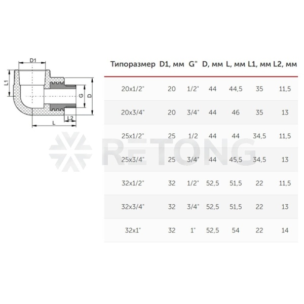 Угольник PP-R сер комб Дн25х3/4" НР VALFEX 10126025Г
