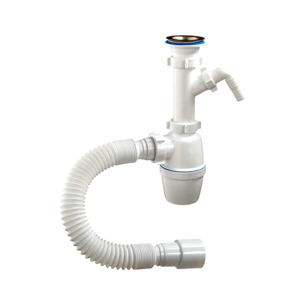 Сифон умыв/мойка бут 1 1/2"x40 гофр 40х40/50 отв нерж/сетка Орио А-40059