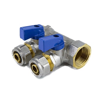 Коллектор лат шар/к син 3/4" м/р 4в Дн16 обжим мп 35мм Aquasfera 7015-05