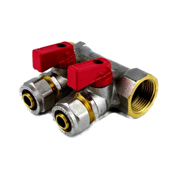 Коллектор лат шар/к красн 1" м/р 4в Дн16 обжим мп 35мм Aquasfera 7016-06