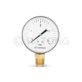 Манометр радиальный Varmega VMMT10-801604, диаметр 80 мм, 16 бар, 1/2"