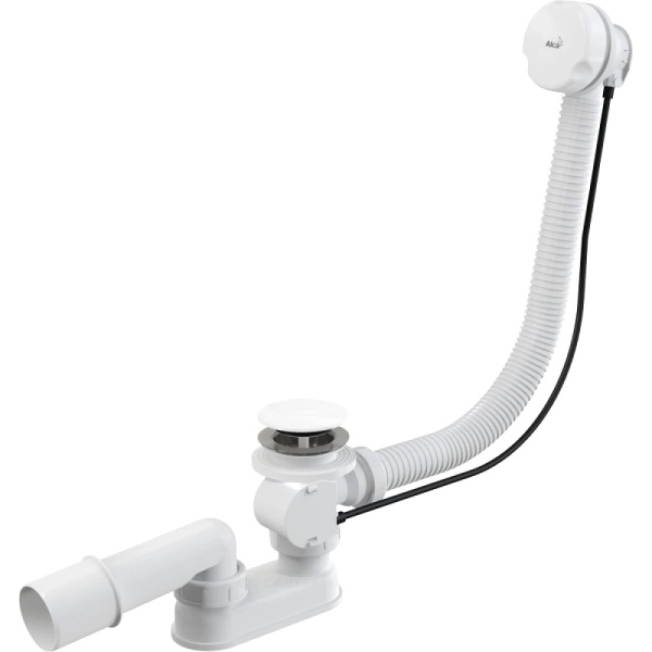 Сифон д/ванны плоск полуавт 1 1/2"x40 пер/тр 10гр 40/50 пласт бел Alca A51BM