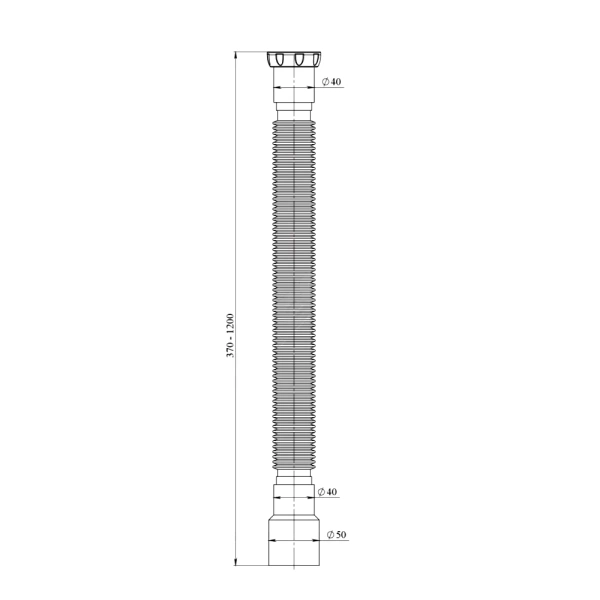 Гофра с гайкой 1 1/2"x40/50 L=370-1200мм Unicorn D125