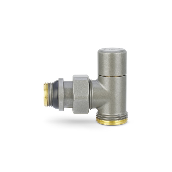 Радиаторный клапан ручной регулировки Varmega VMDV01-310415, 1/2"×3/4"ЕК НР, угловой, серый