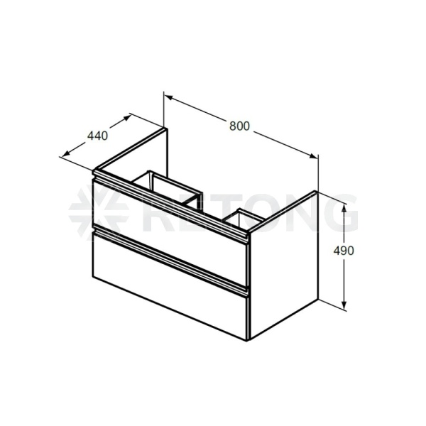 Тумба TESI п/умыв 80 черн мат Ideal Standard T0051ZT