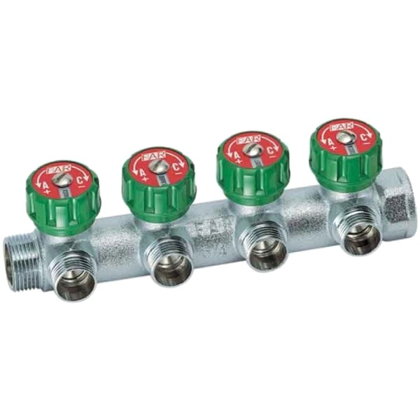 Коллектор лат клап рег 1" м/р 4в 3/4" ЕК н/р в/к ПУ 45мм Far FK 3824 134UN