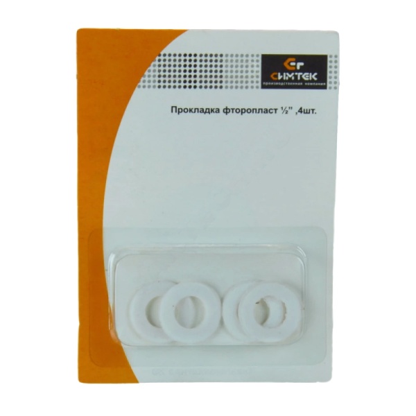 Прокладка фторопласт Ф-4 Ду15 (1/2") 19х10мм h=2мм 4шт блистер Симтек 10-0023