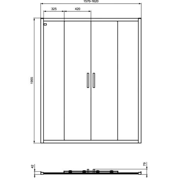 Дверь душевая CONNECT 2 160х195 бел 6мм Ideal Standard K968801