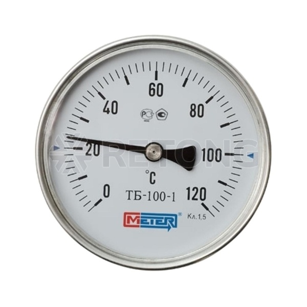 Термометр биметалл ТБ100 120С Дк100 L=160 G1/2" осев Метер