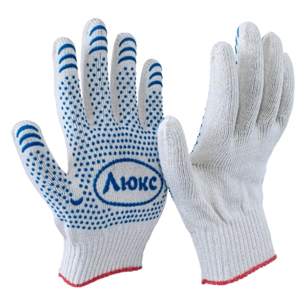 Перчатки (пара) х/б Люкс 10класс ПВХ с протектором ПЕР10Л02