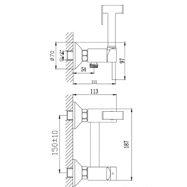 Смес встр/душ гигиен однор скрыт/м в/к Haiba HB5510-7