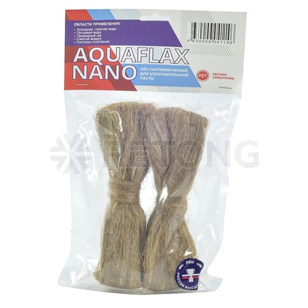 Лен для уплотнения резьбы 100гр п/э пакет AQUAFLAX NANO 04114