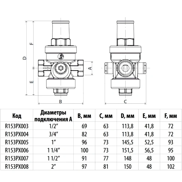 Регулятор давл порш Ду32 Ру25 м/м Рн1-5,5 Giacomini R153PX006