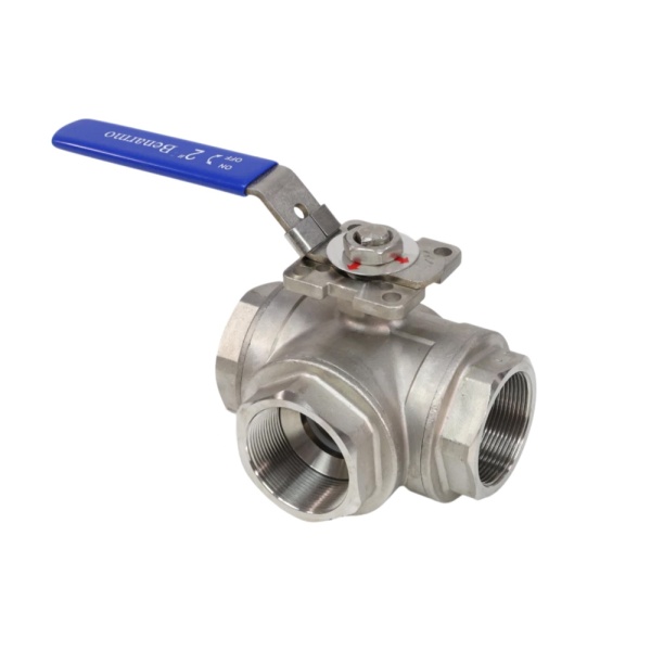 Кран шар SS316 4030HA 3/ход Т Ду20 Ру63 м/м п/эл рук Benarmo