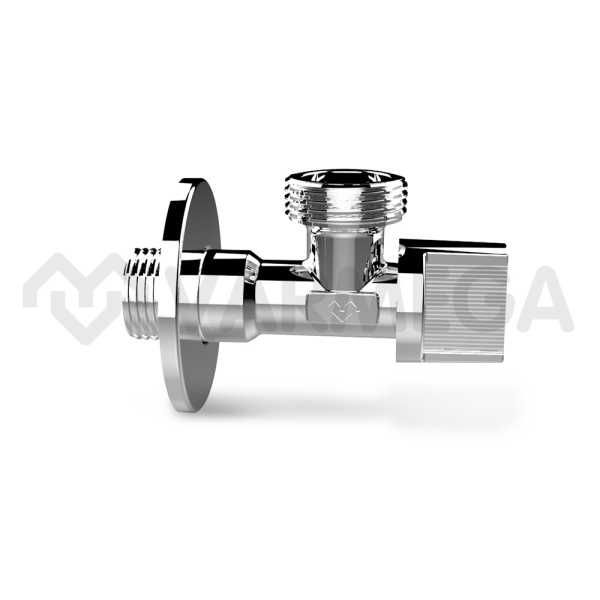 Кран шаровый угловой для смесителей Varmega Classico VM07002 1/2"x 3/4" НР-НР, с розеткой, ручка-фла