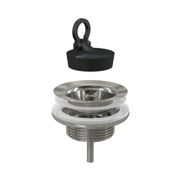 Выпуск умыв 1 1/4" нерж с пробкой нерж/сетка Alca A439