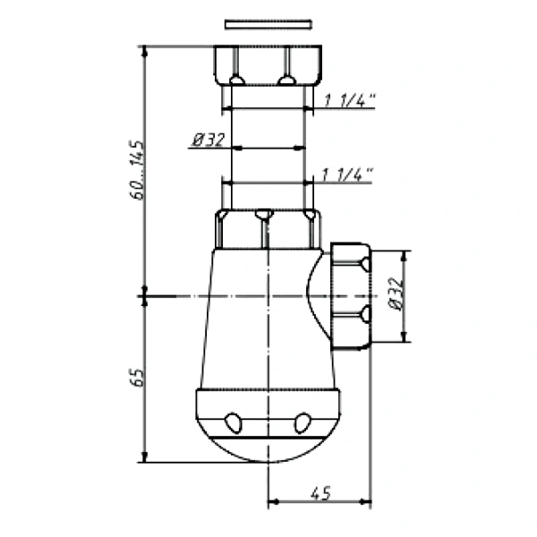 Сифон умыв бут б/вып 1 1/4"x32 Чик Орио М-3200