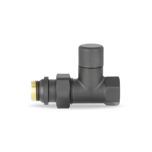 Запорный радиаторный клапан Varmega VMDV04-210404, 1/2" ВР-НР, прямой, черный