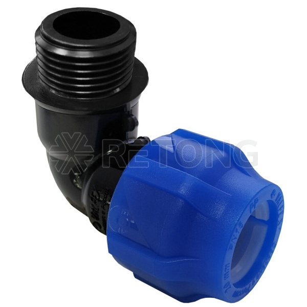 Отвод компресс ПЭ Дн32х1/2"х90гр НР Ру16 VALFEX 1210012432012