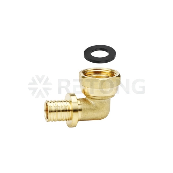 Угольник (угол) 90° с внутренней резьбой Varmega Slide-fit VM51911, 16x1/2", с накидной гайкой, акси