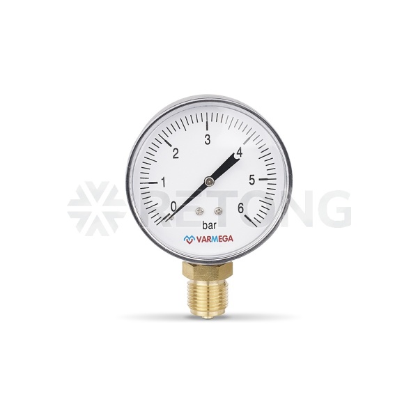 Манометр радиальный Varmega VMMT10-800604, диаметр 80 мм, 6 бар, 1/2"
