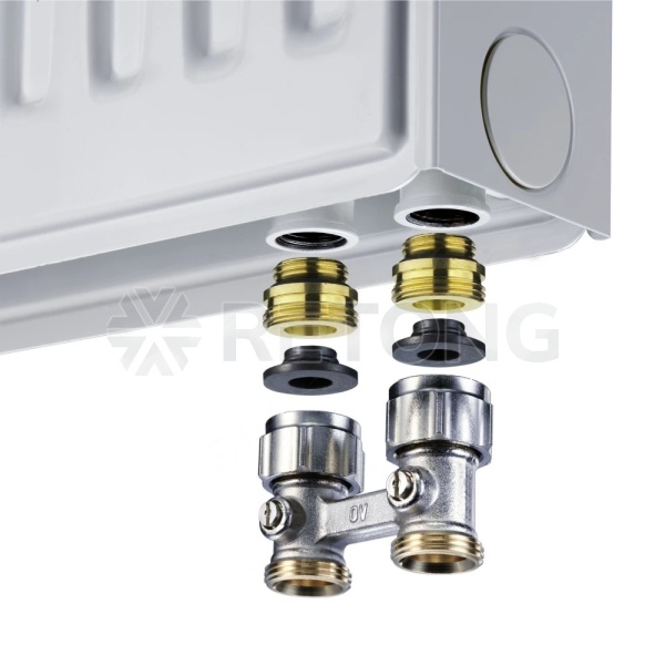 Узел, Oventrop, Multiflex F, запорно-присоединительный, прямой H-образный, 3/4", 1/2", Н ЕК-Н, PN, б