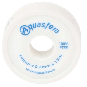 Лента ФУМ PTFE катушка 19ммх0,2ммх15м вода 6020 Aquasfera 6020-04