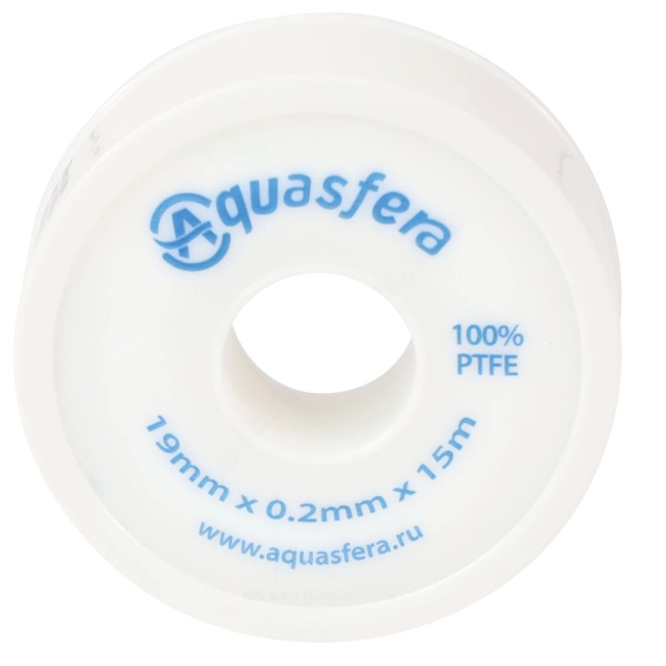 Лента ФУМ PTFE катушка 19ммх0,2ммх15м вода 6020 Aquasfera 6020-04