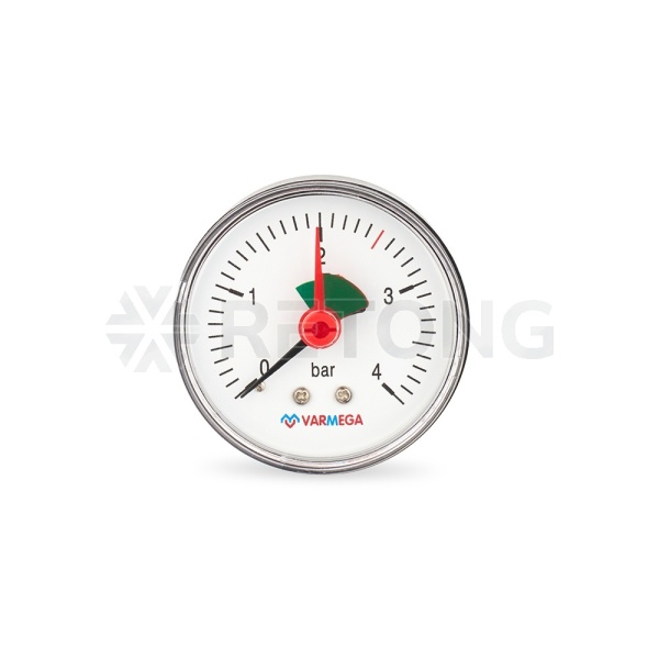 Манометр аксиальный Varmega VMMT09-630402, диаметр 63 мм, 4 бар, 1/4", с индикатором предела