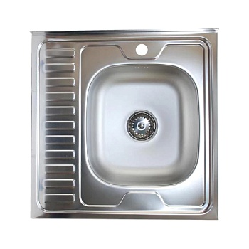 Мойка нерж AISI 201 накладн 600х600 0,4мм прав б/сиф 1 1/2 Владикс V-203