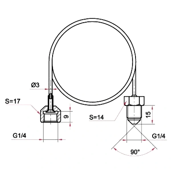 Трубка капиллярная медь G1/4" м/р L=1,5м для РД/РДД Росма 00000027772