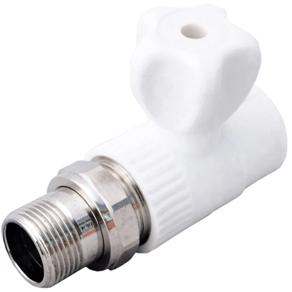Кран шаровой PP-R бел Дн20х1/2" НР прям д/рад VALFEX 10149020