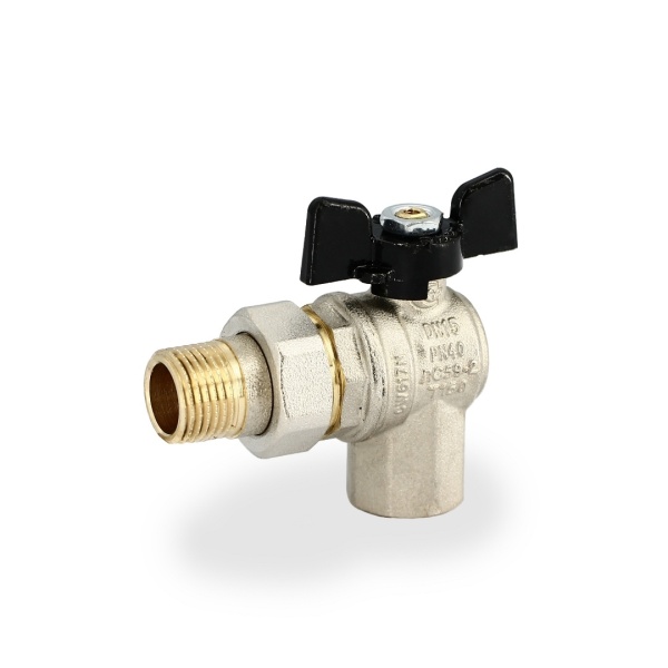 Угловой кран Американка Н/В Ду-15 /1/2" Бабочка черная Bugatti OREGON 594