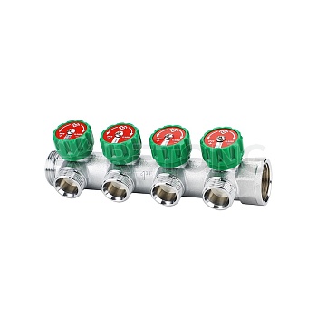Коллектор регулирующий Varmega VM14634, 1", на 4 выхода 3/4"ЕК, хромированный