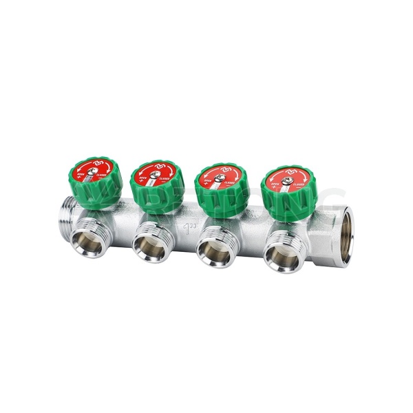 Коллектор регулирующий Varmega VM14624, 1", на 4 выхода 1/2", хромированный