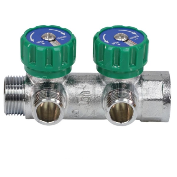 Коллектор лат клап рег 3/4" м/р 2в 1/2" ПУ н/р 45мм M110 SantechSystems