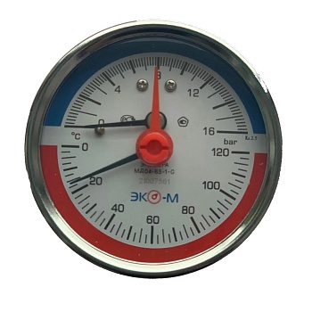 Термоманометр осев МД04 160С 0-1,6МПа Дк80 G1/4" в/к перех G1/2" L=60мм ЭКОМЕРА