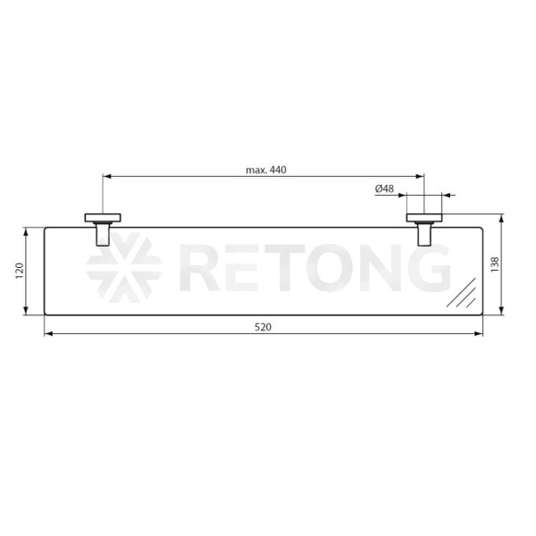 Полка IOM подвесн закаленное стекло хром Ideal Standard A9125AA