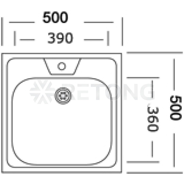Мойка нерж AISI 201 накладн 500х500 0,4мм б/сиф 1 1/2 Владикс V-206