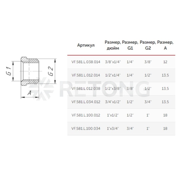 Футорка лат Ду15х10 р/м VALFEX VF.581.L.012.038
