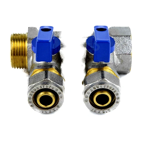 Коллектор лат шар/к син 3/4" м/р 2в Дн16 обжим мп 35мм Aquasfera 7015-01 .