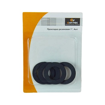 Прокладка резина ТМКЩ Ду25 (1") 30х19мм h=2мм 4шт блистер Симтек 10-0026