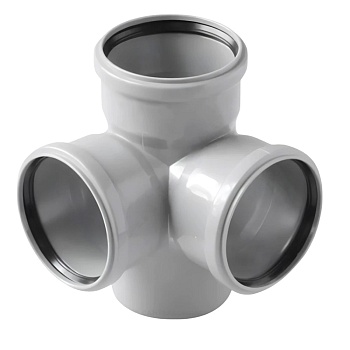 Крестовина PP-H 2-пл сер б/н Дн110х110х110х87,5гр в/к BASE VALFEX 28110110