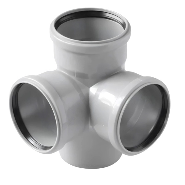 Крестовина PP-H 2-пл сер б/н Дн110х110х110х87,5гр в/к BASE VALFEX 28110110