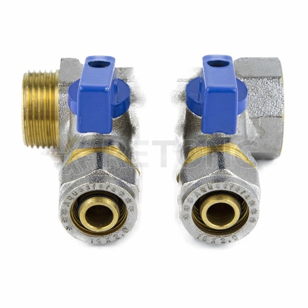 Коллектор лат шар/к син 3/4" м/р 4в Дн16 обжим мп 35мм Aquasfera 7015-05