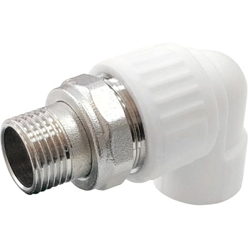 Угольник PP-R бел комб разъем Дн20х3/4" НР д/рад VALFEX 10238112
